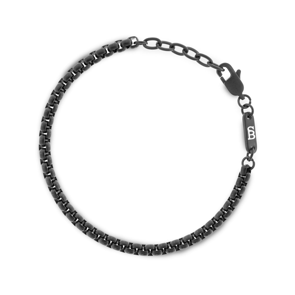 B-BOX02 Black Stainless Steel Adjustable Box Link Bracelet – TenoUSA