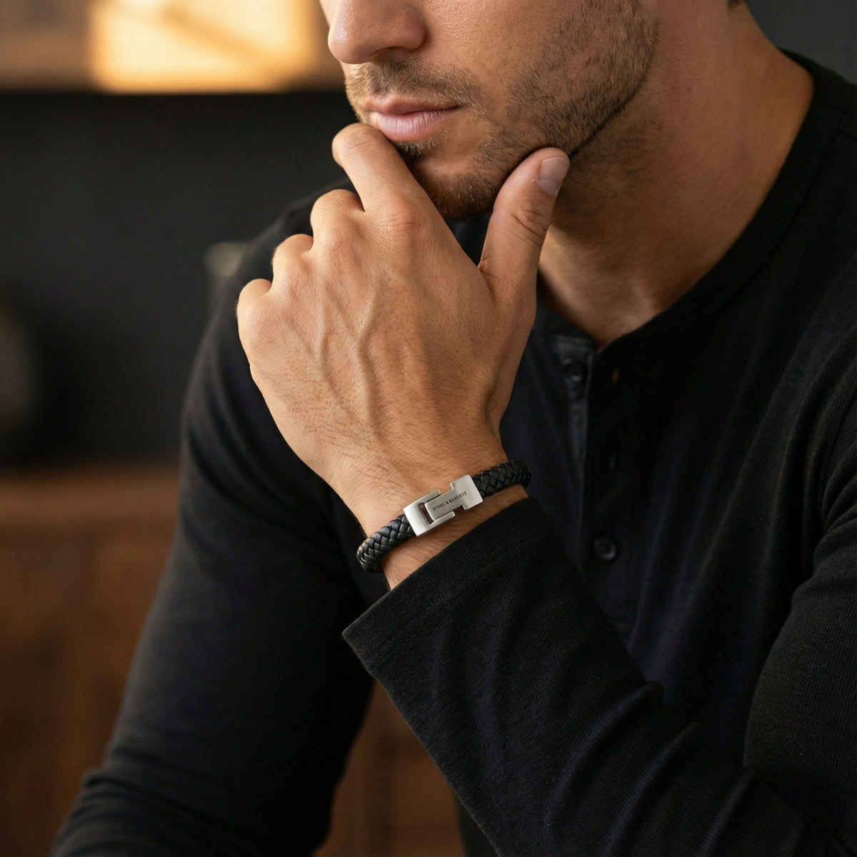 LBA/001 Black Leather Men's Braided Bracelet – TenoUSA