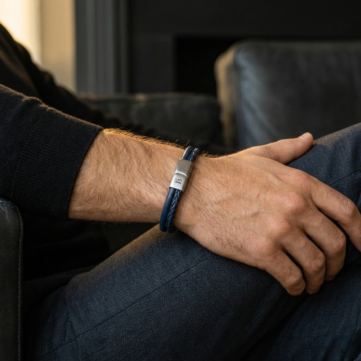 LBD/013 Dual Band Jeans Blue Leather Bracelet – TenoUSA
