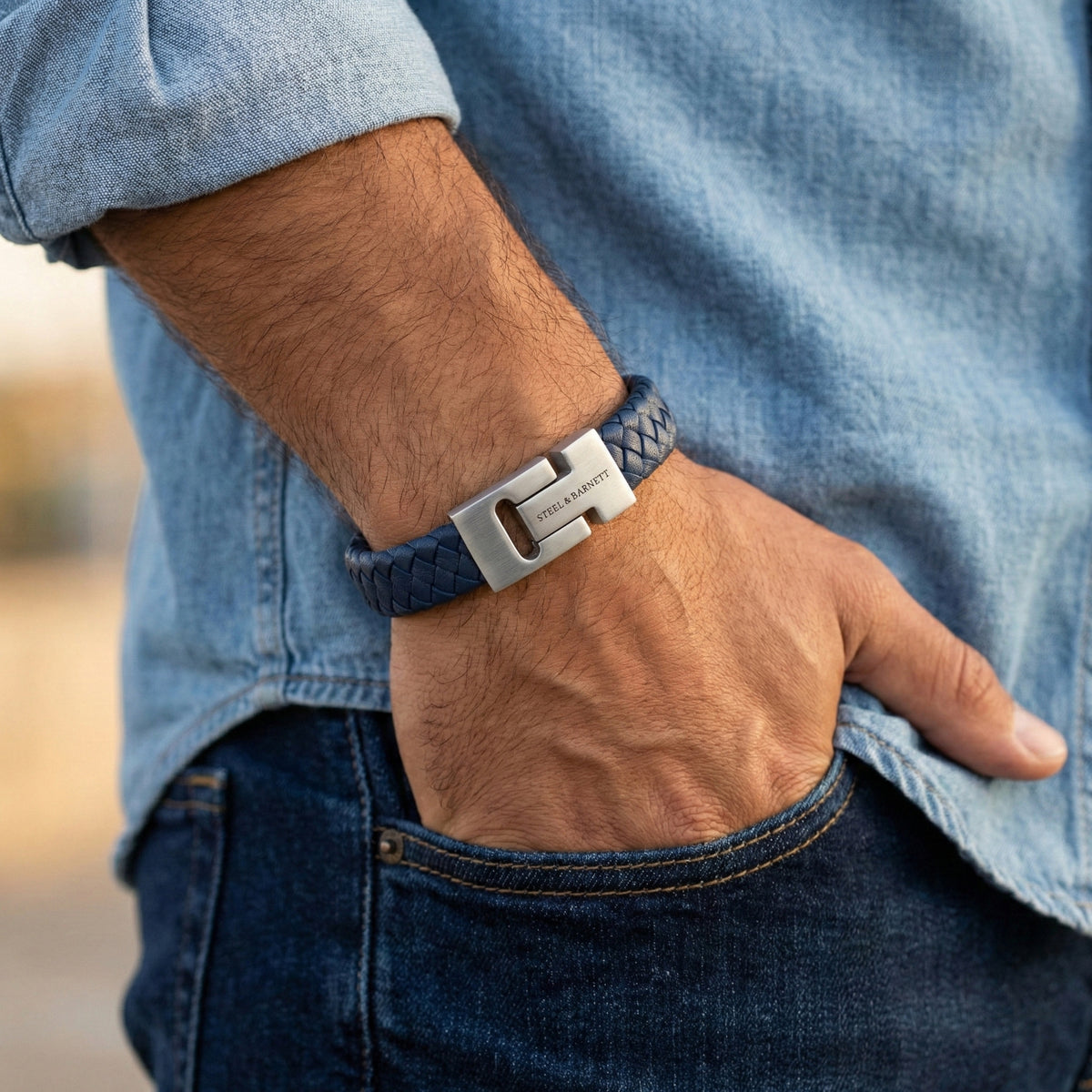 LBH/006 Thick Jeans Blue Leather Bracelet – TenoUSA