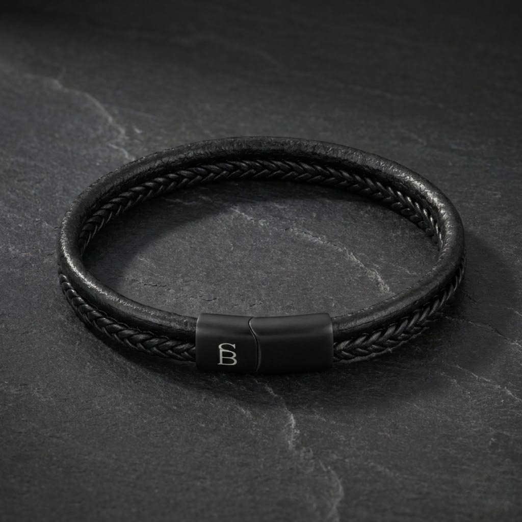 BEB/004 Dual Band Black Edition Leather Bracelet – TenoUSA