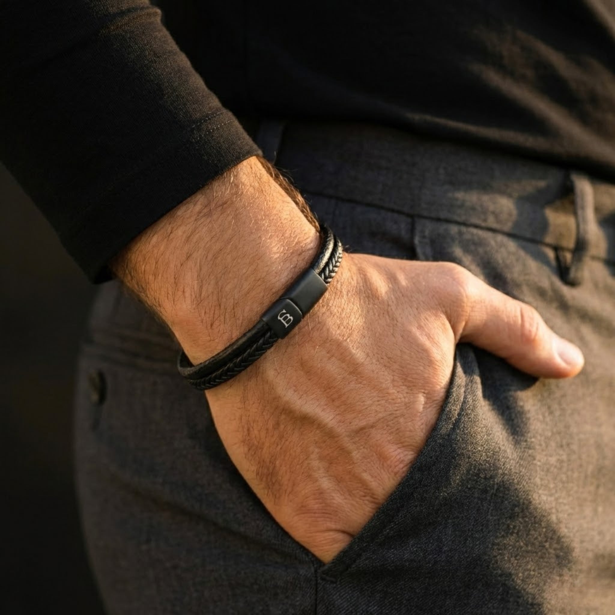 BEB/004 Dual Band Black Edition Leather Bracelet – TenoUSA