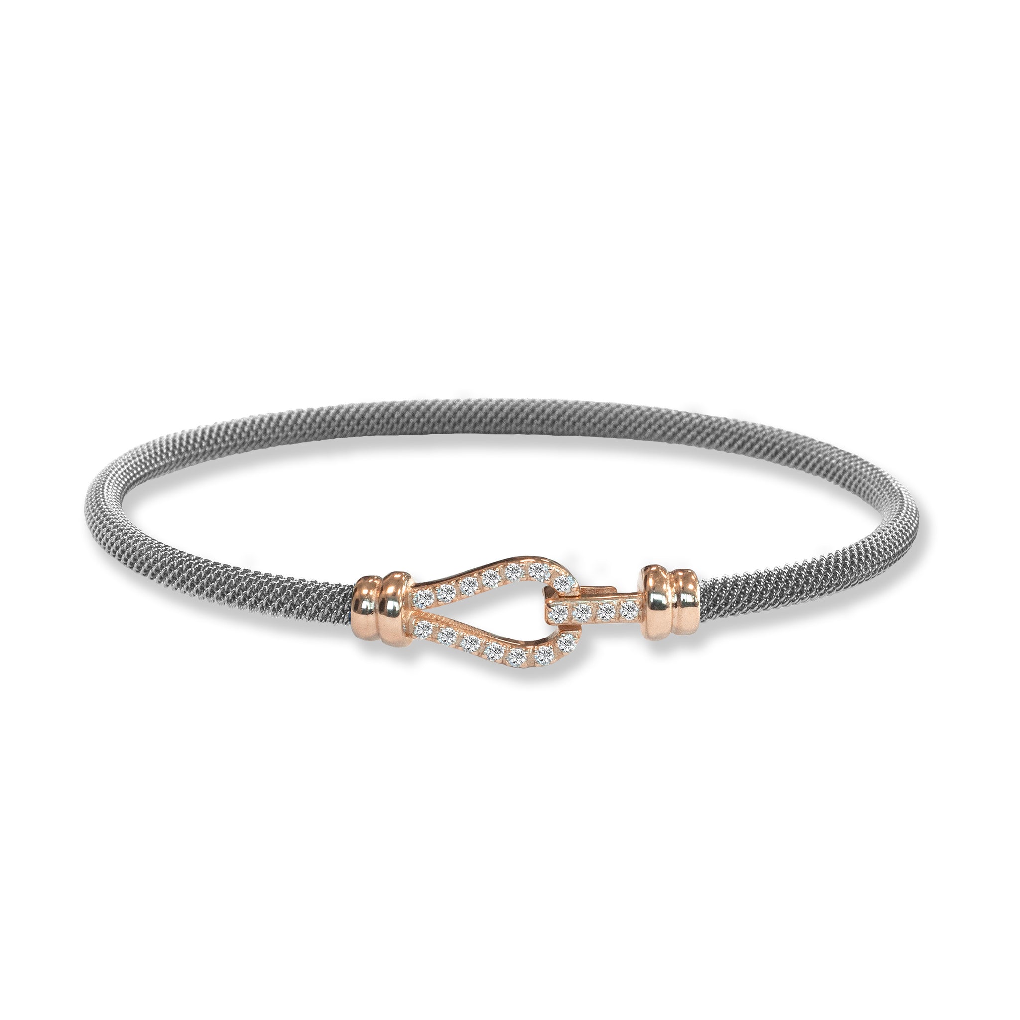 BR-KAG01PBO Ladies Steel & RG-Plated Silver CZ Bracelet – TenoUSA